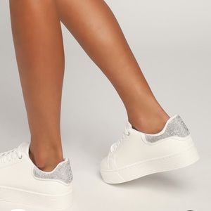BRAND NEW white sneakers with rhinestones